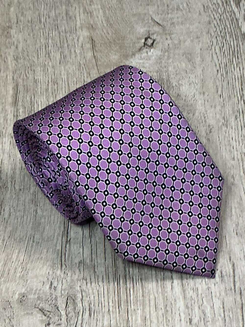 Brioni Purple Geometric Silk Tie Hand Made in Italy